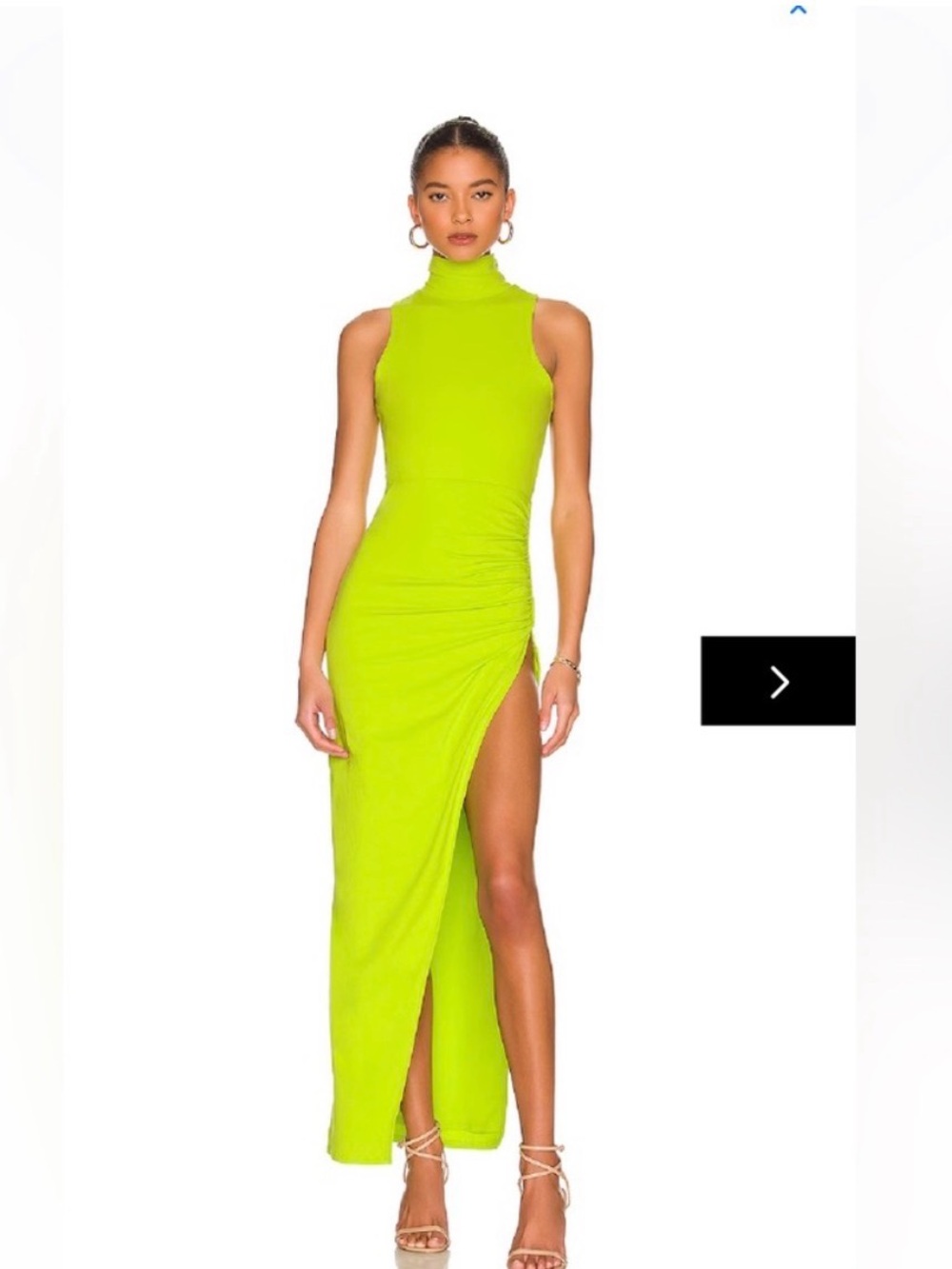 superdown Neon Lime High-Neck High-Slit Maxi Dress